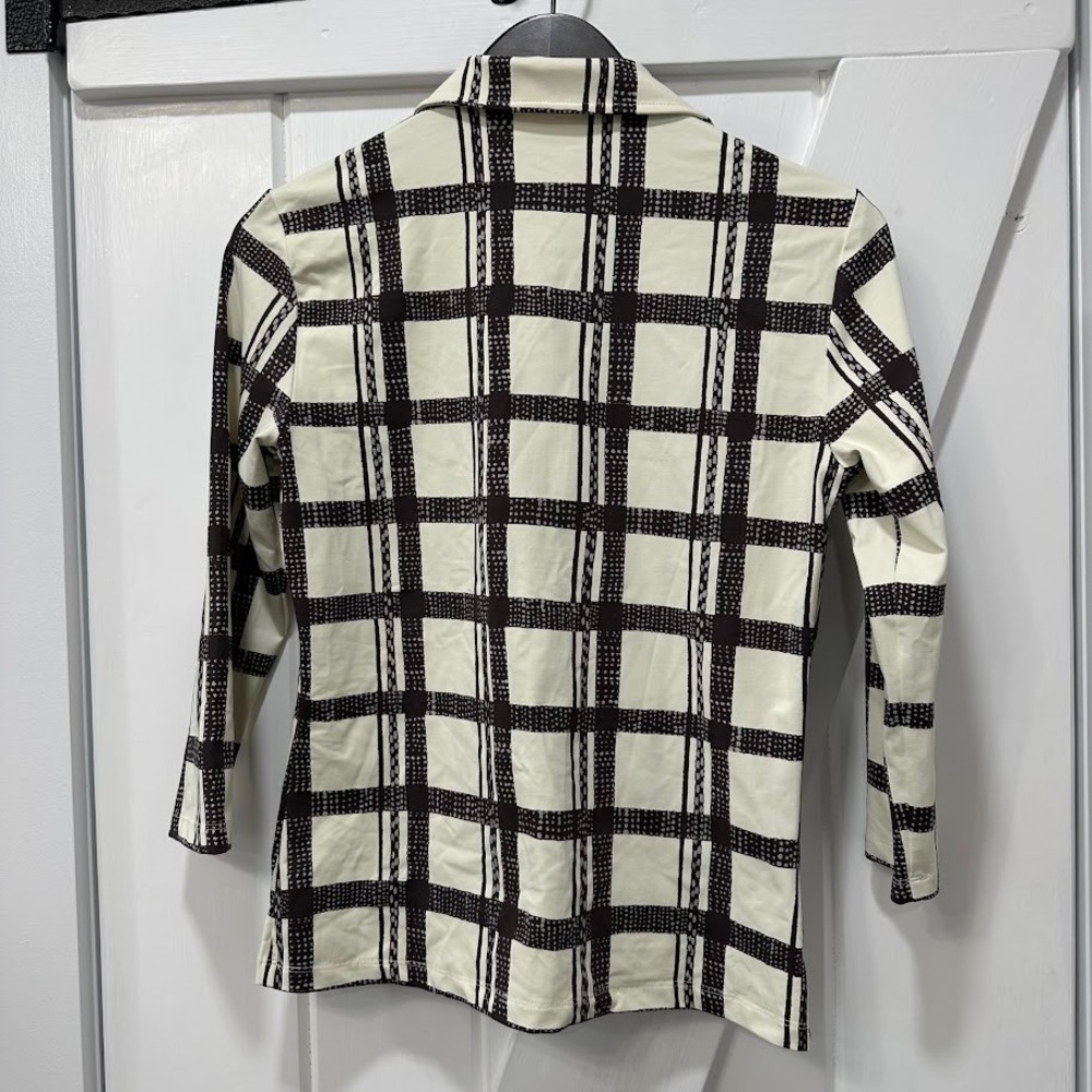 J.McLaughlin Womens Top Size XS Court Polo Kurti Square Off White Charcoal NEW - Picture 5 of 9